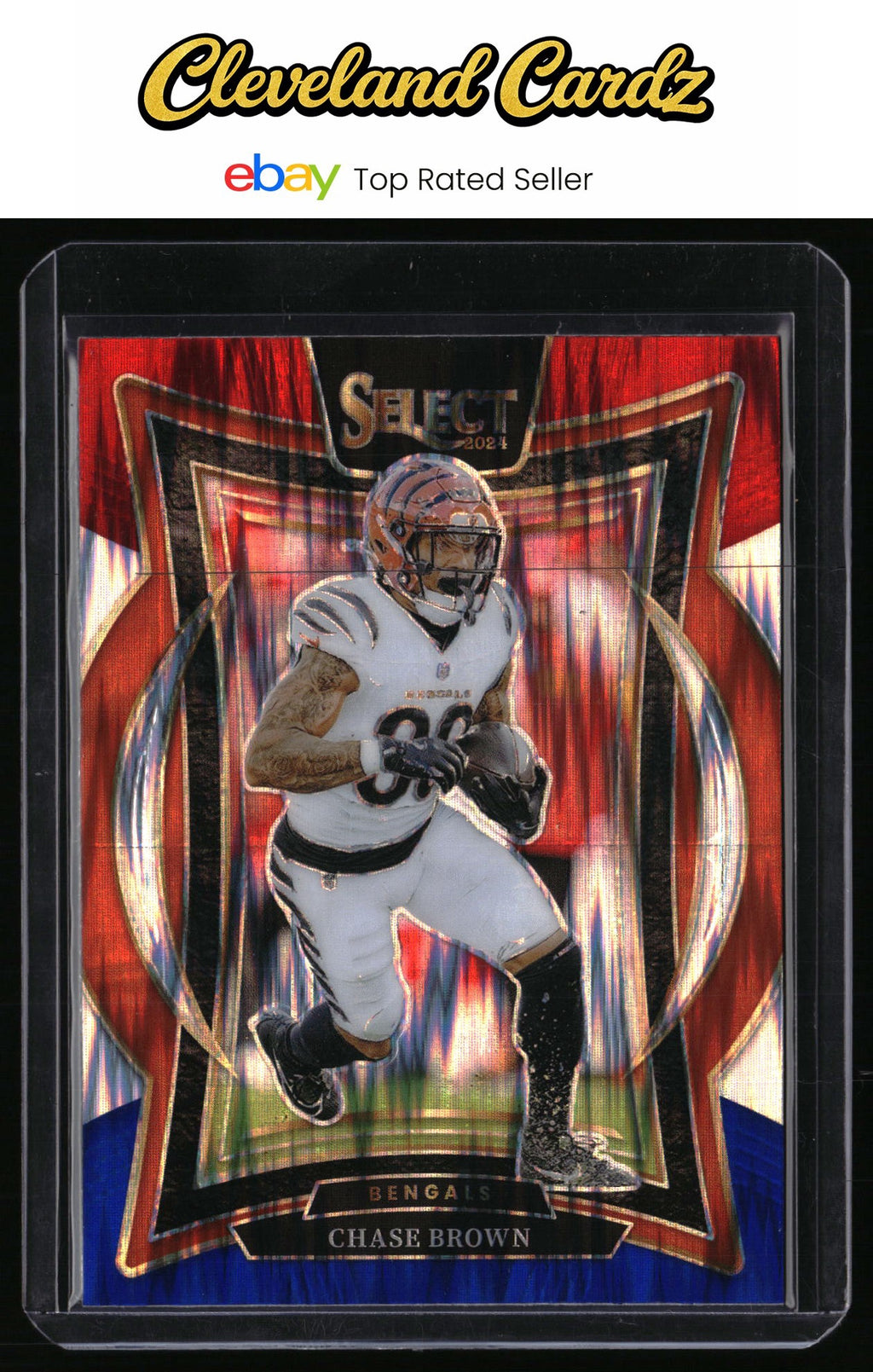 2024 Panini Select #18 Chase Brown Red & Blue Prizm Shock