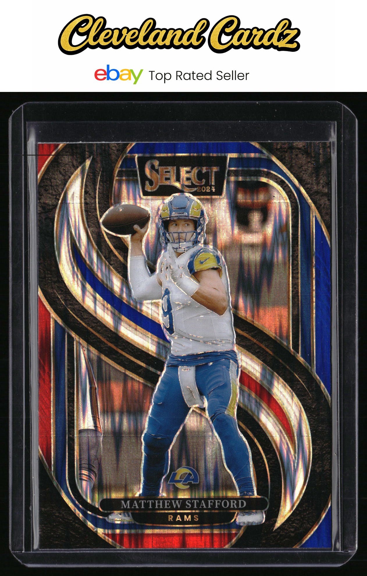 2024 Panini Select #182 Matthew Stafford Red & Blue Prizm Shock