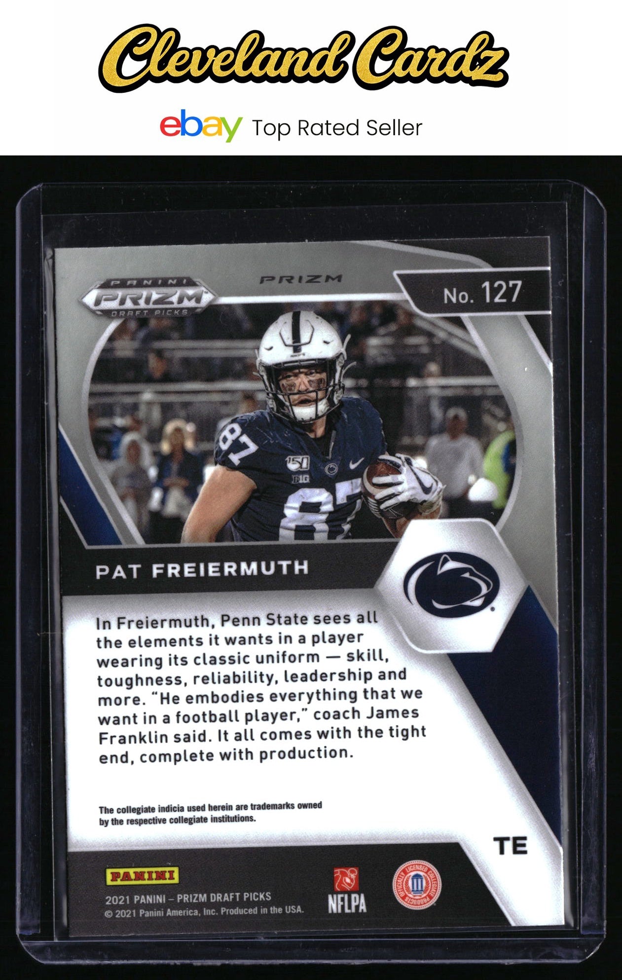 2021 Panini Prizm Draft Picks Collegiate #127 Pat Freiermuth Red Ice