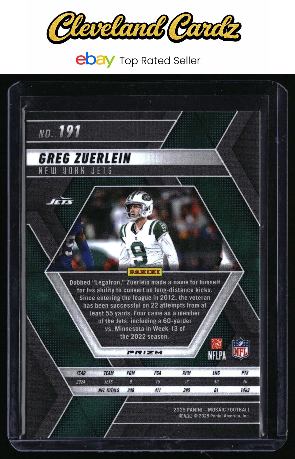 2025 Panini Mosaic #191 Greg Zuerlein Mosaic Reactive Blue