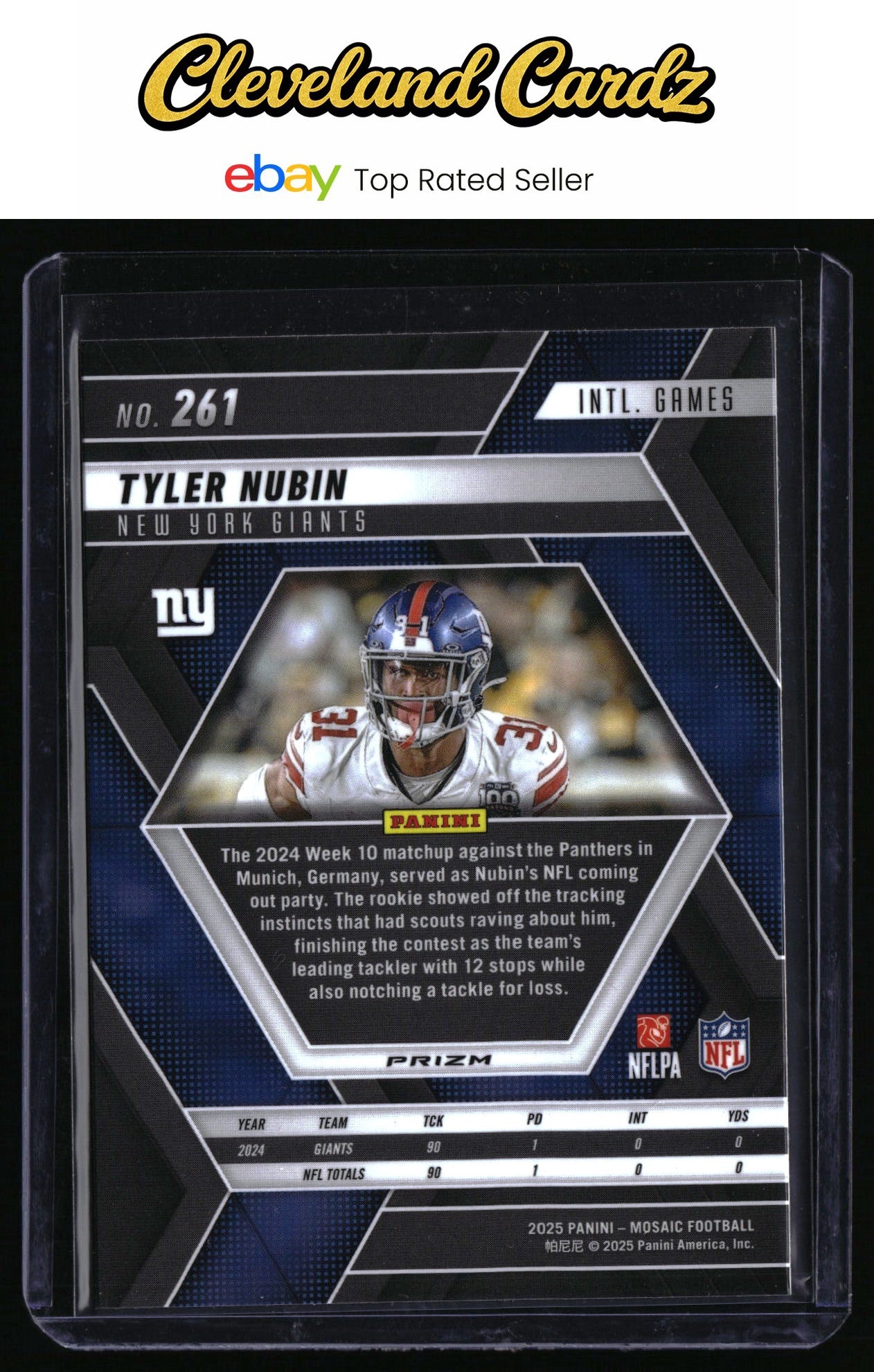 2025 Panini Mosaic #261 Tyler Nubin Mosaic Reactive Blue