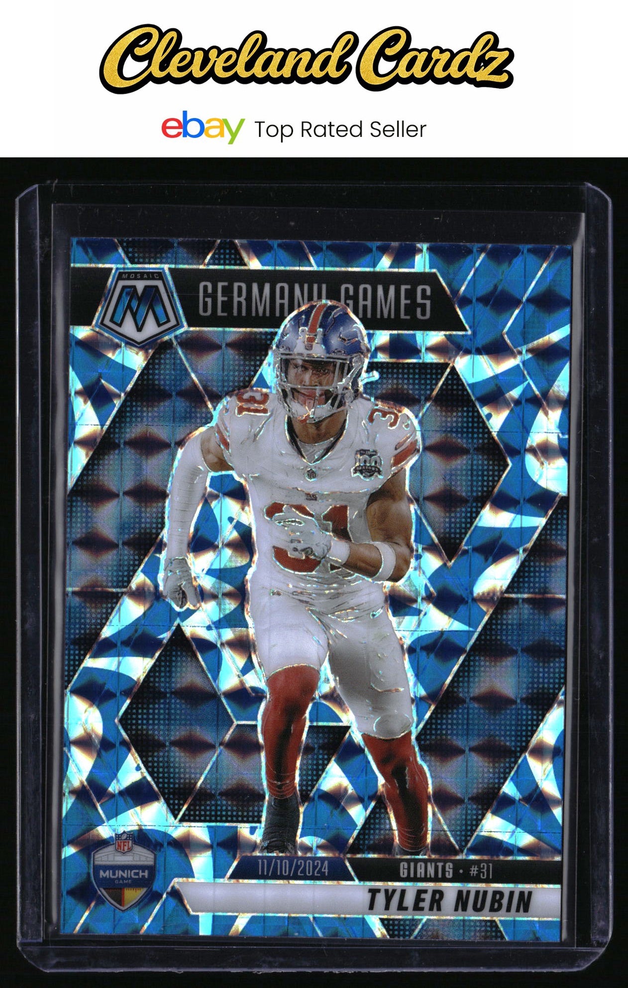 2025 Panini Mosaic #261 Tyler Nubin Mosaic Reactive Blue