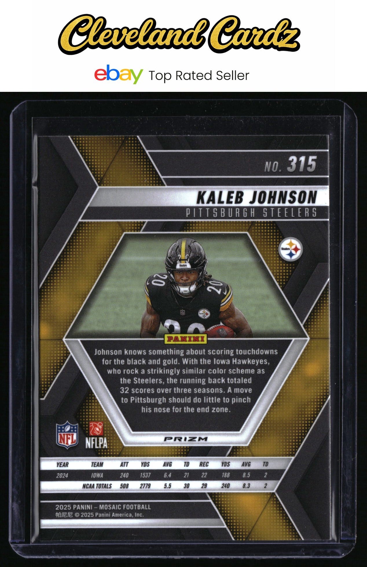 2025 Panini Mosaic #315 Kaleb Johnson Mosaic Reactive Blue RC