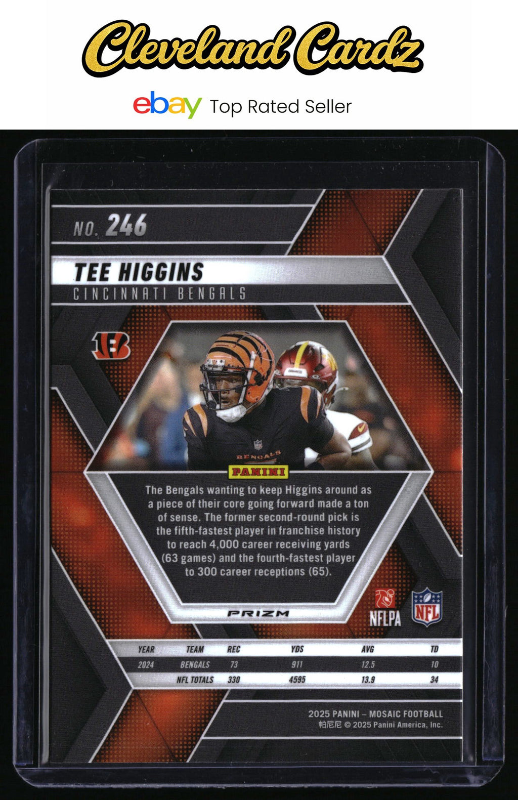 2025 Panini Mosaic #246 Tee Higgins Mosaic Reactive Blue