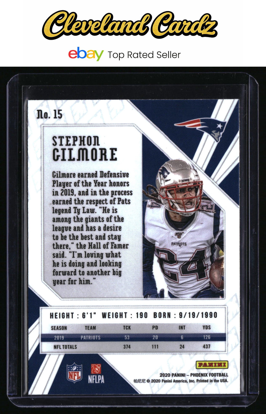 2020 Panini Phoenix #15 Stephon Gilmore Fire Burst