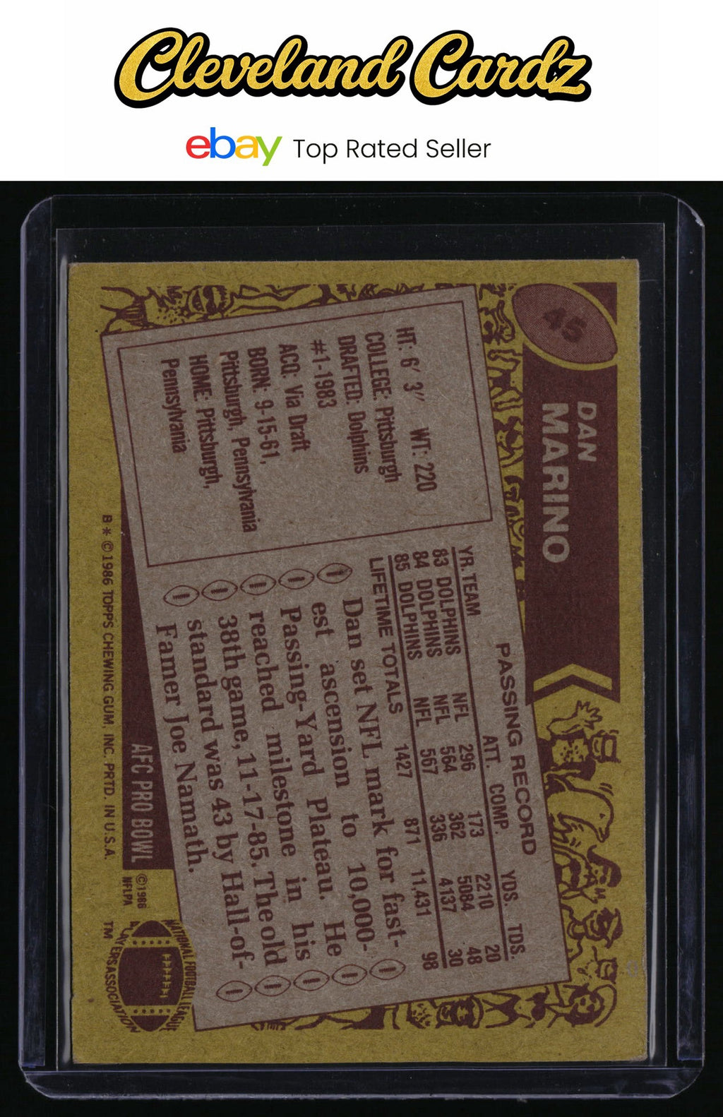 1986 Topps #45 Dan Marino