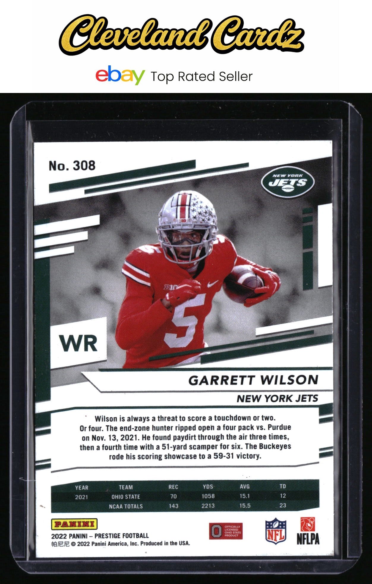 2022 Panini Prestige #308 Garrett Wilson Xtra Points Diamond RC