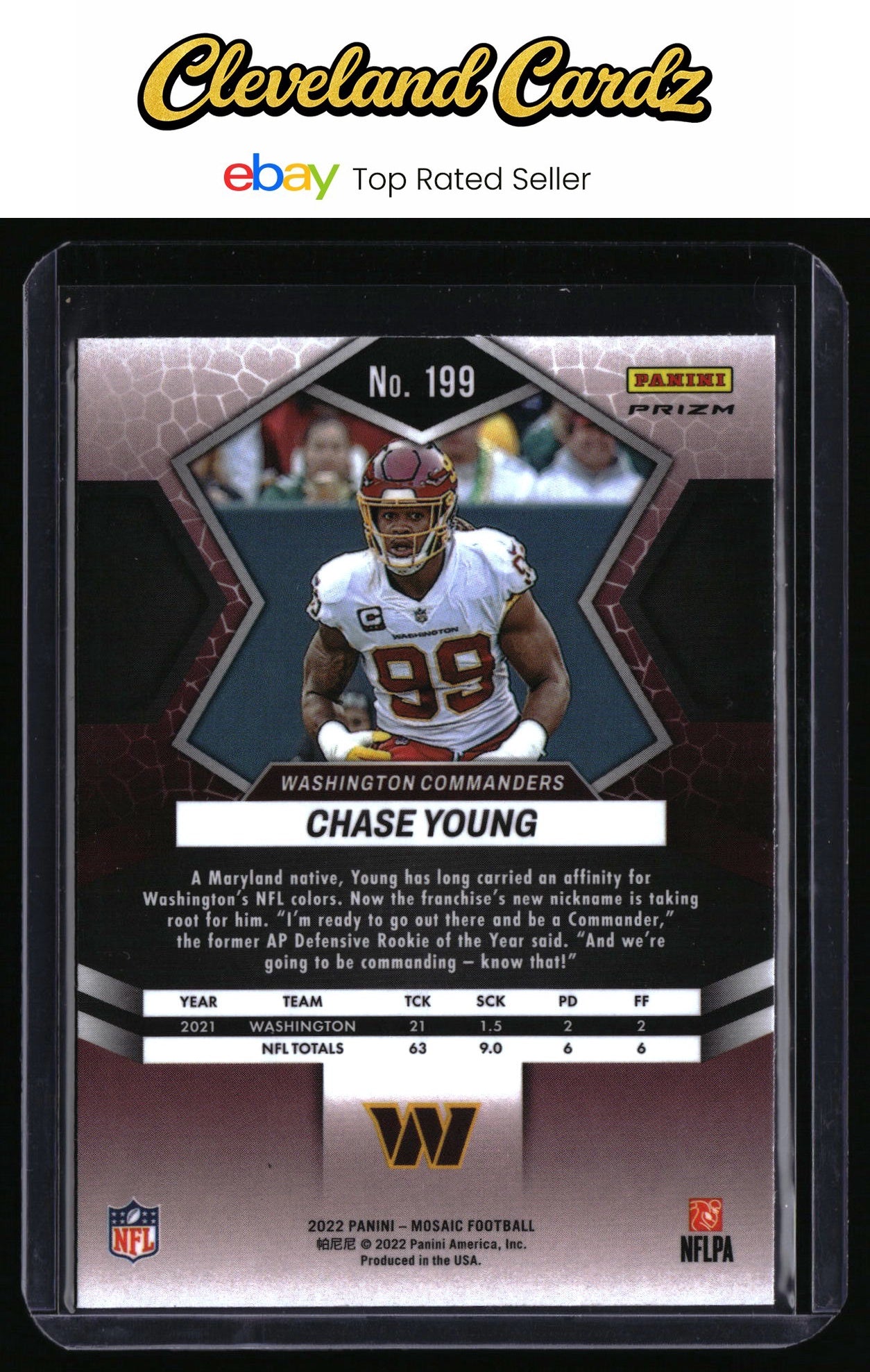 2022 Panini Mosaic #199 Chase Young Mosaic Reactive Orange