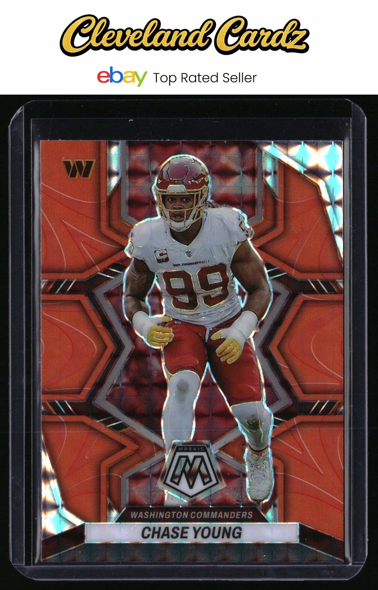 2022 Panini Mosaic #199 Chase Young Mosaic Reactive Orange