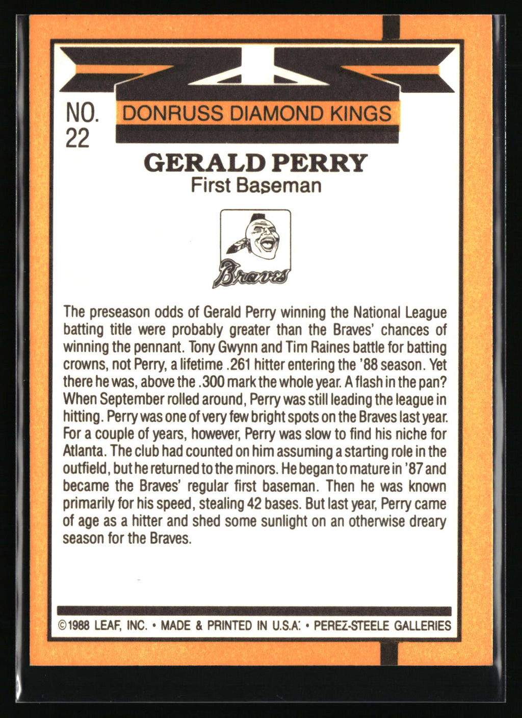 1989 Donruss #22 Gerald Perry