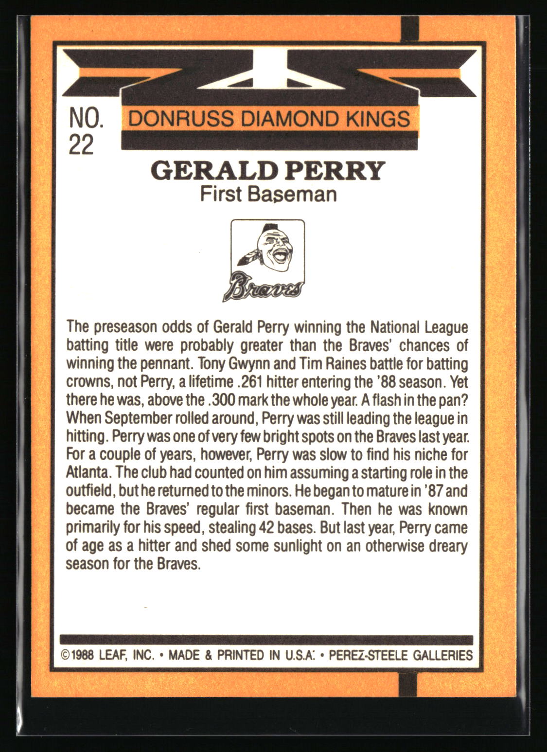 1989 Donruss #22 Gerald Perry