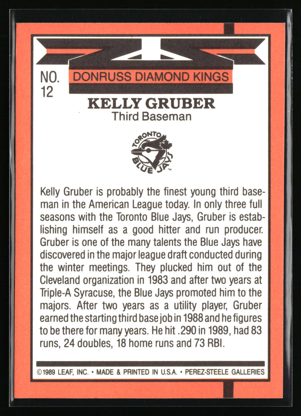 1990 Donruss #12 Kelly Gruber