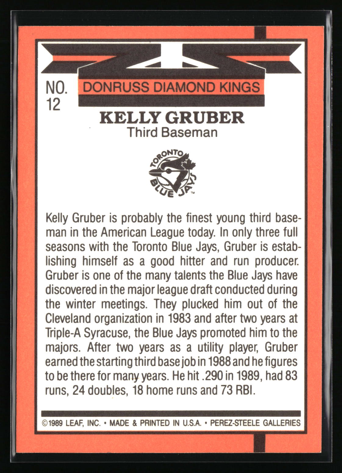1990 Donruss #12 Kelly Gruber