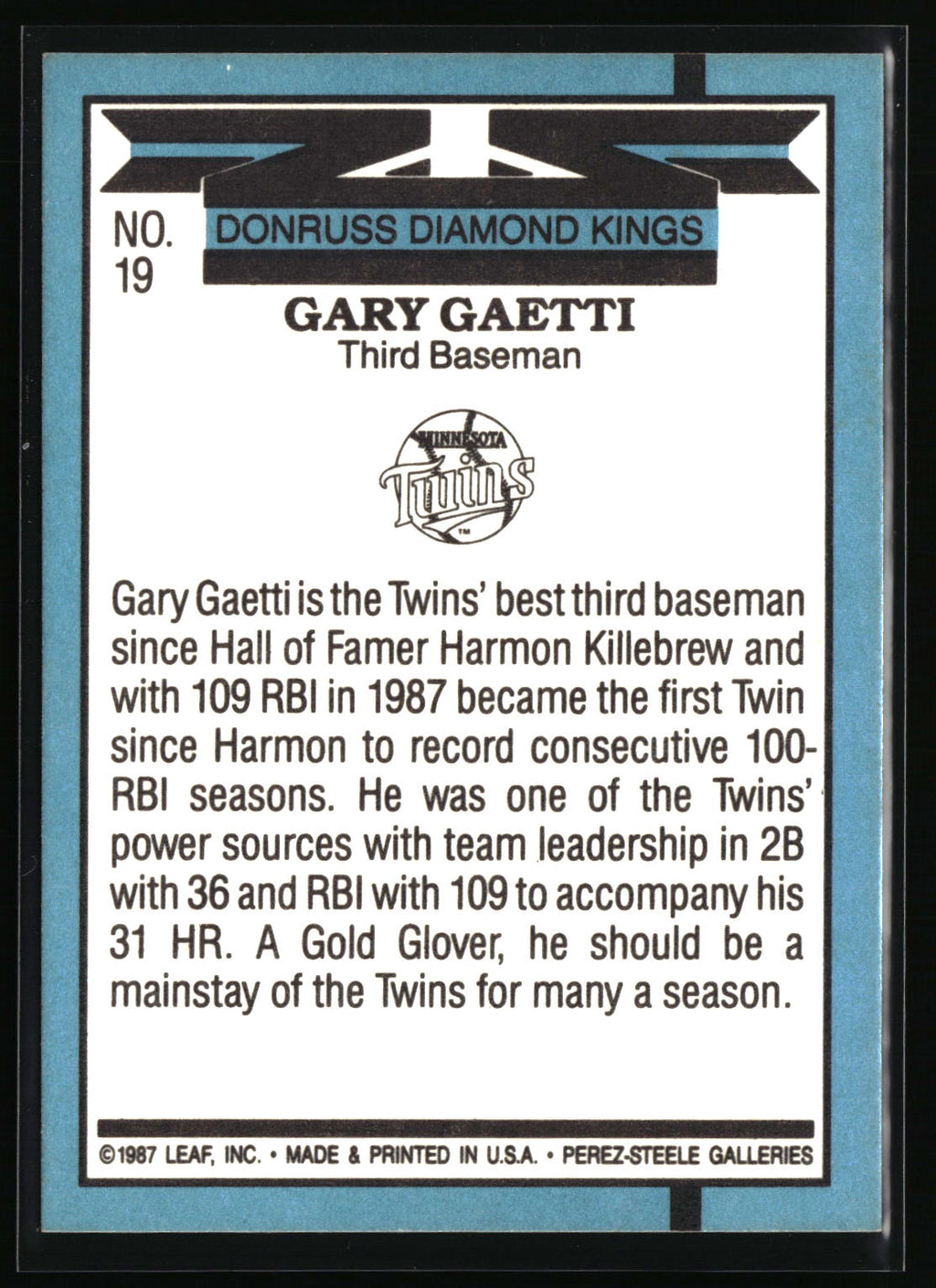 1988 Donruss #19 Gary Gaetti