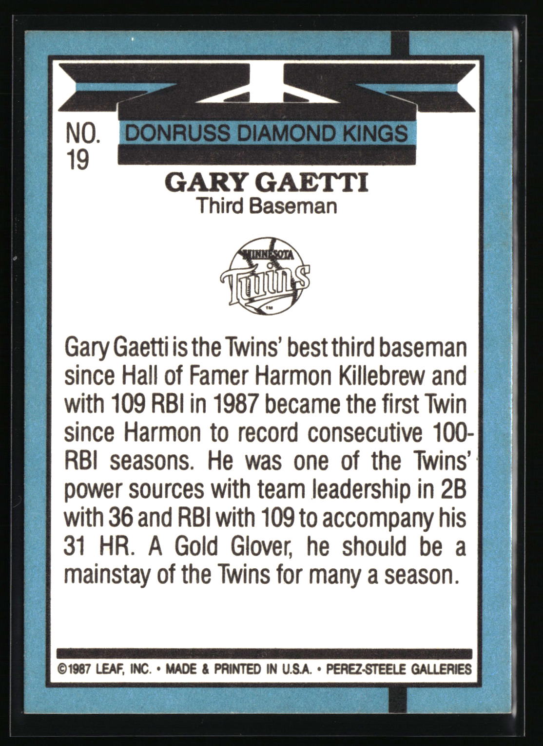 1988 Donruss #19 Gary Gaetti