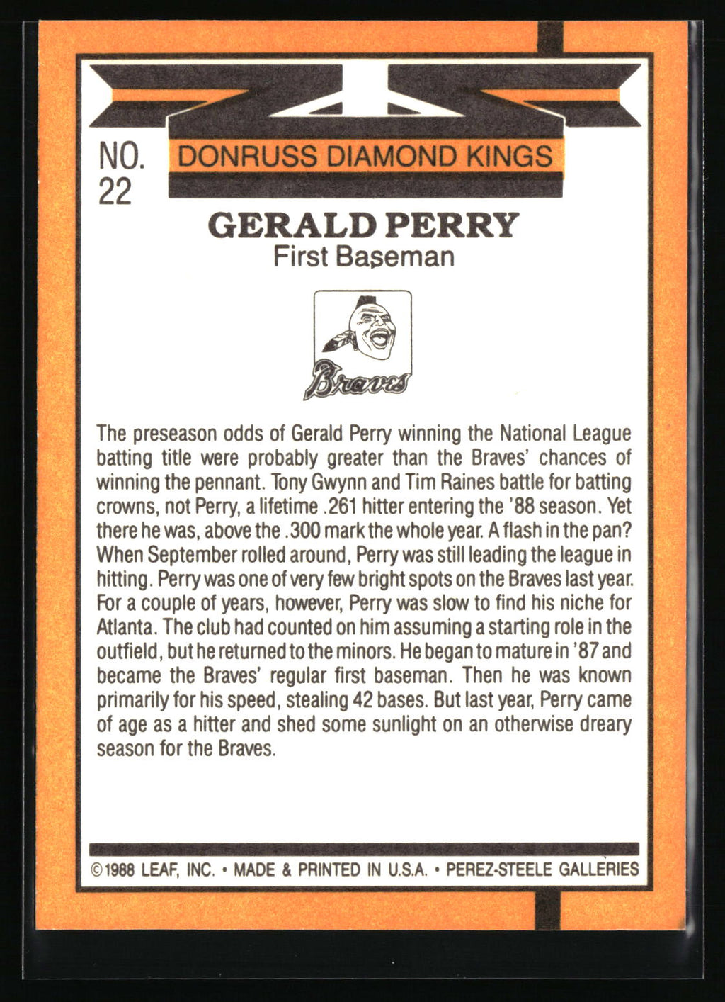 1989 Donruss #22 Gerald Perry