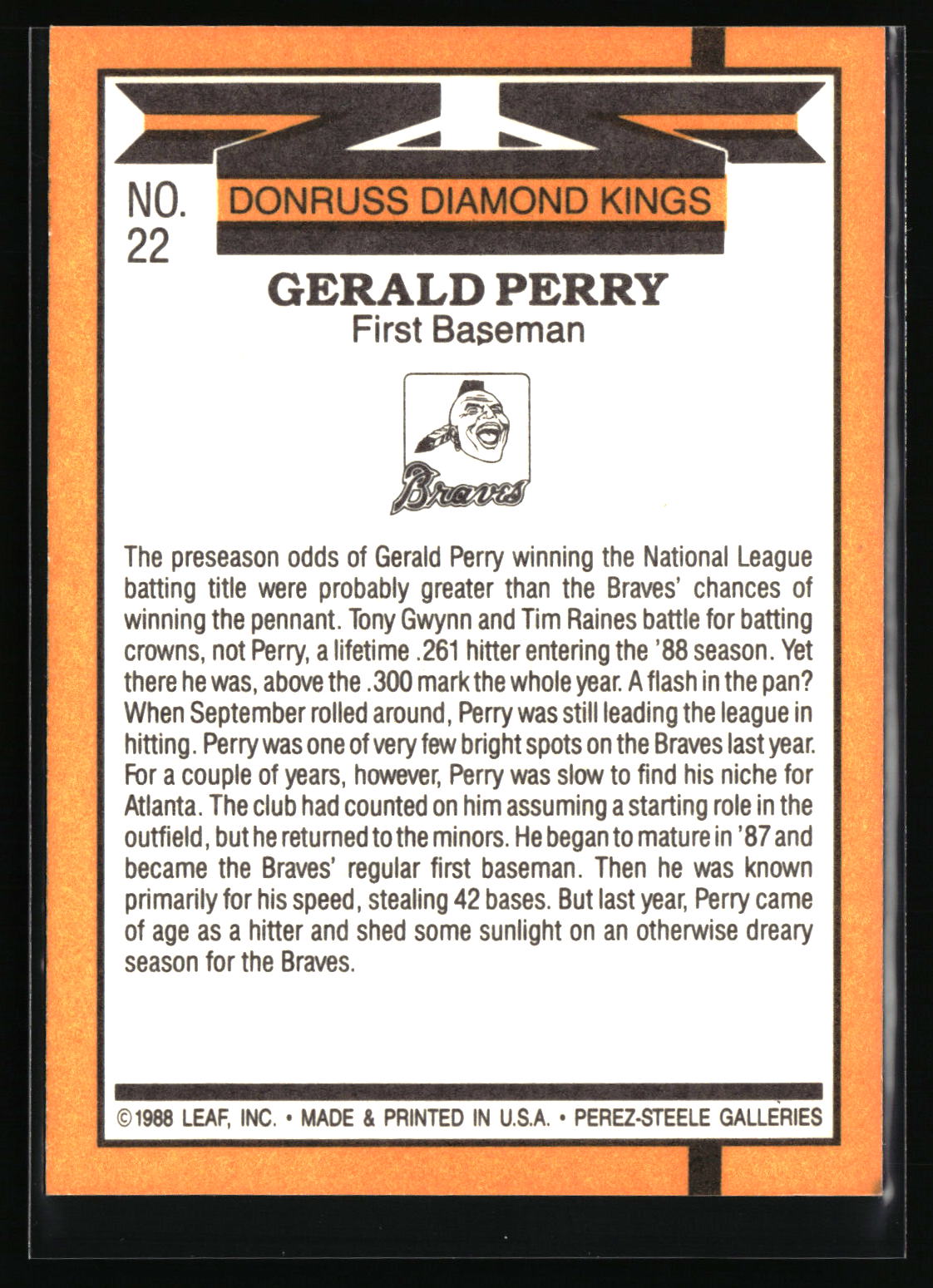 1989 Donruss #22 Gerald Perry