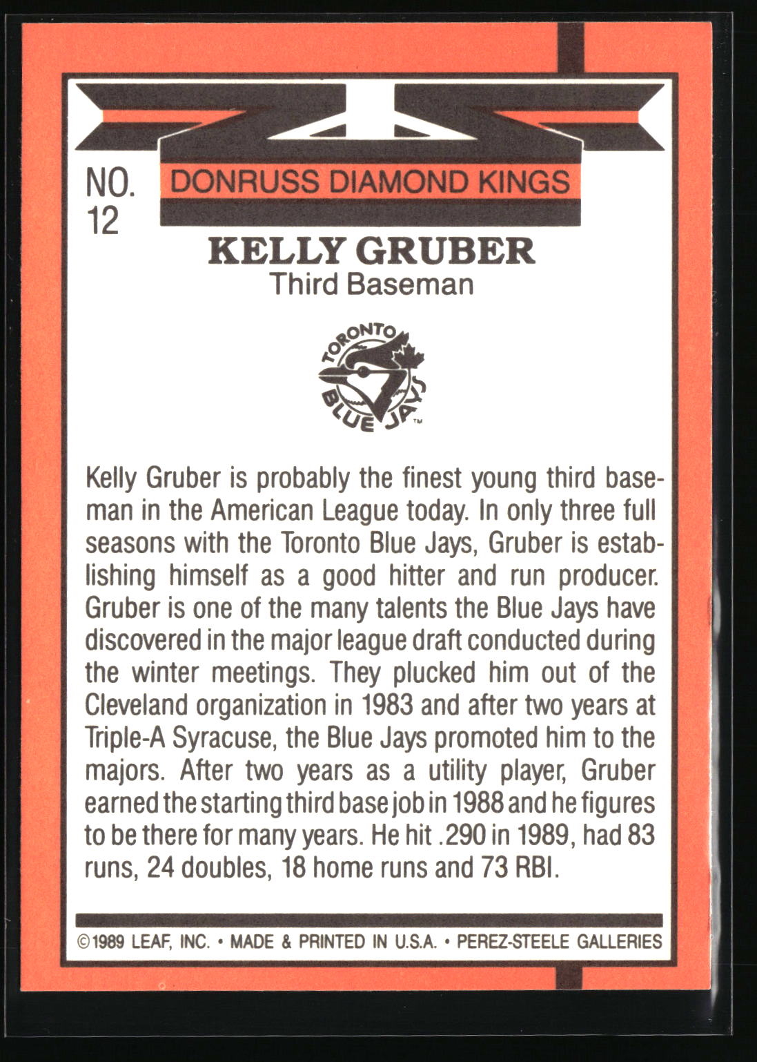 1990 Donruss #12 Kelly Gruber