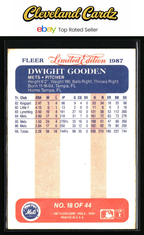 1987 Fleer Limited Edition #18 Dwight Gooden