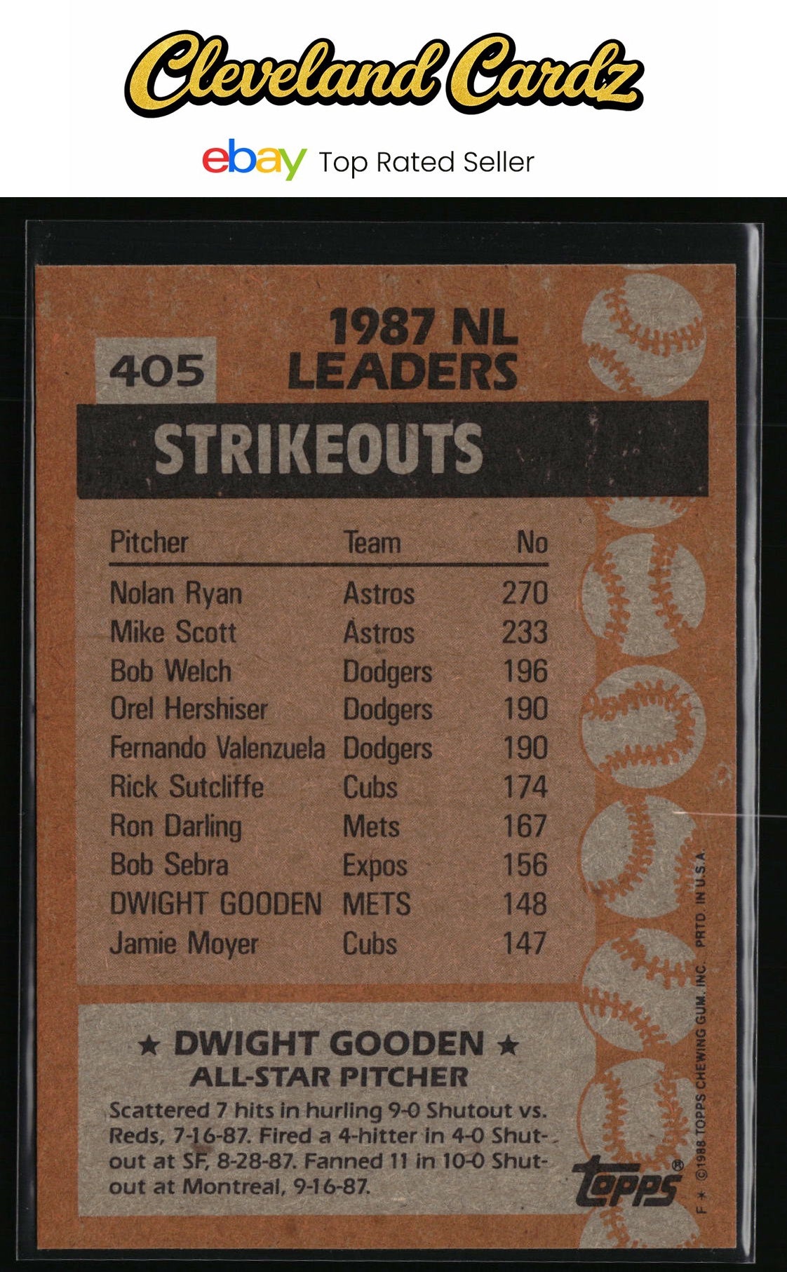 1988 Topps #405 Dwight Gooden