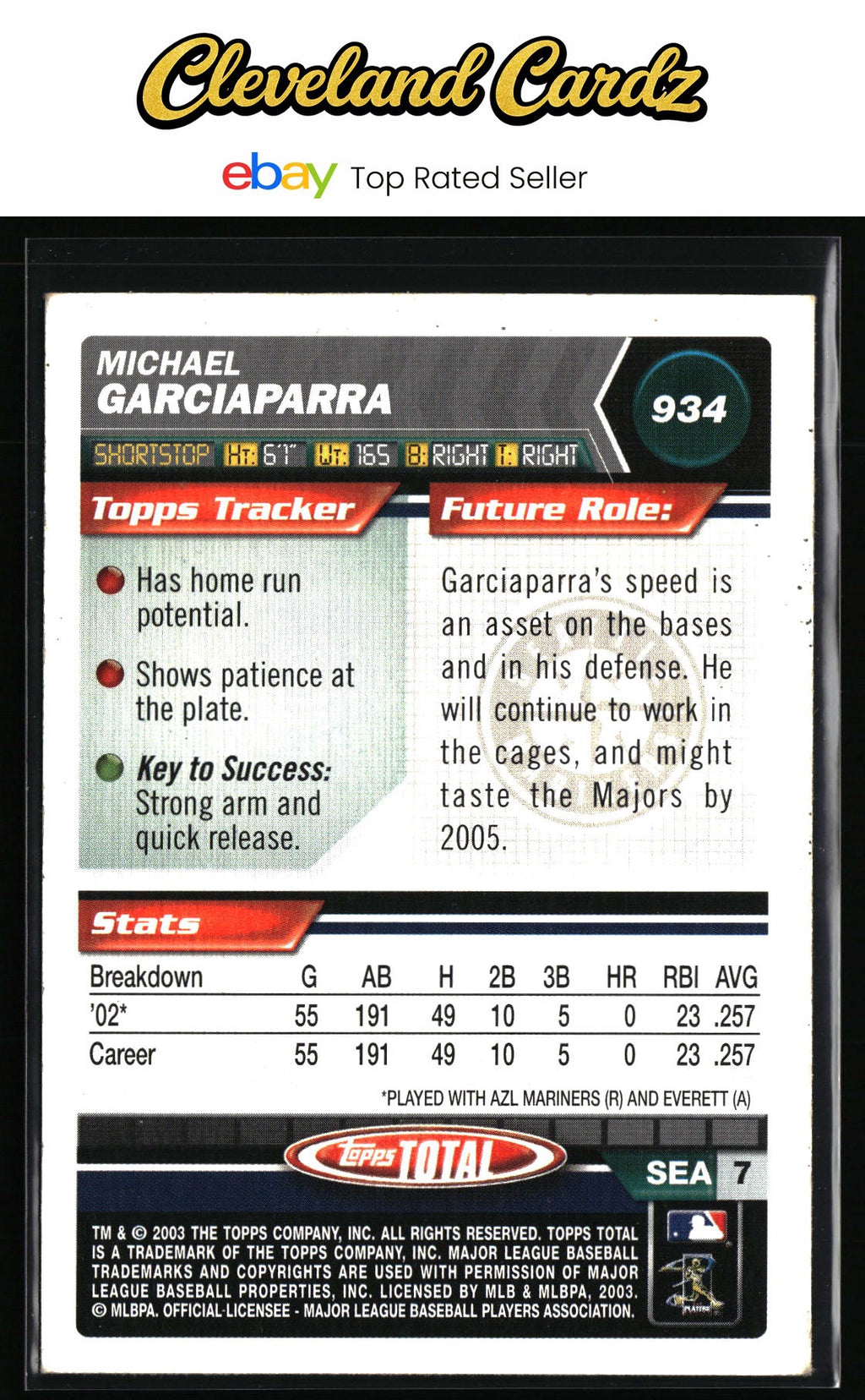 2003 Topps Total #934 Michael Garciaparra