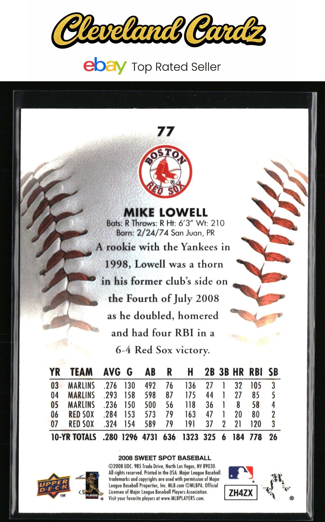 2008 Upper Deck Sweet Spot #77 Mike Lowell