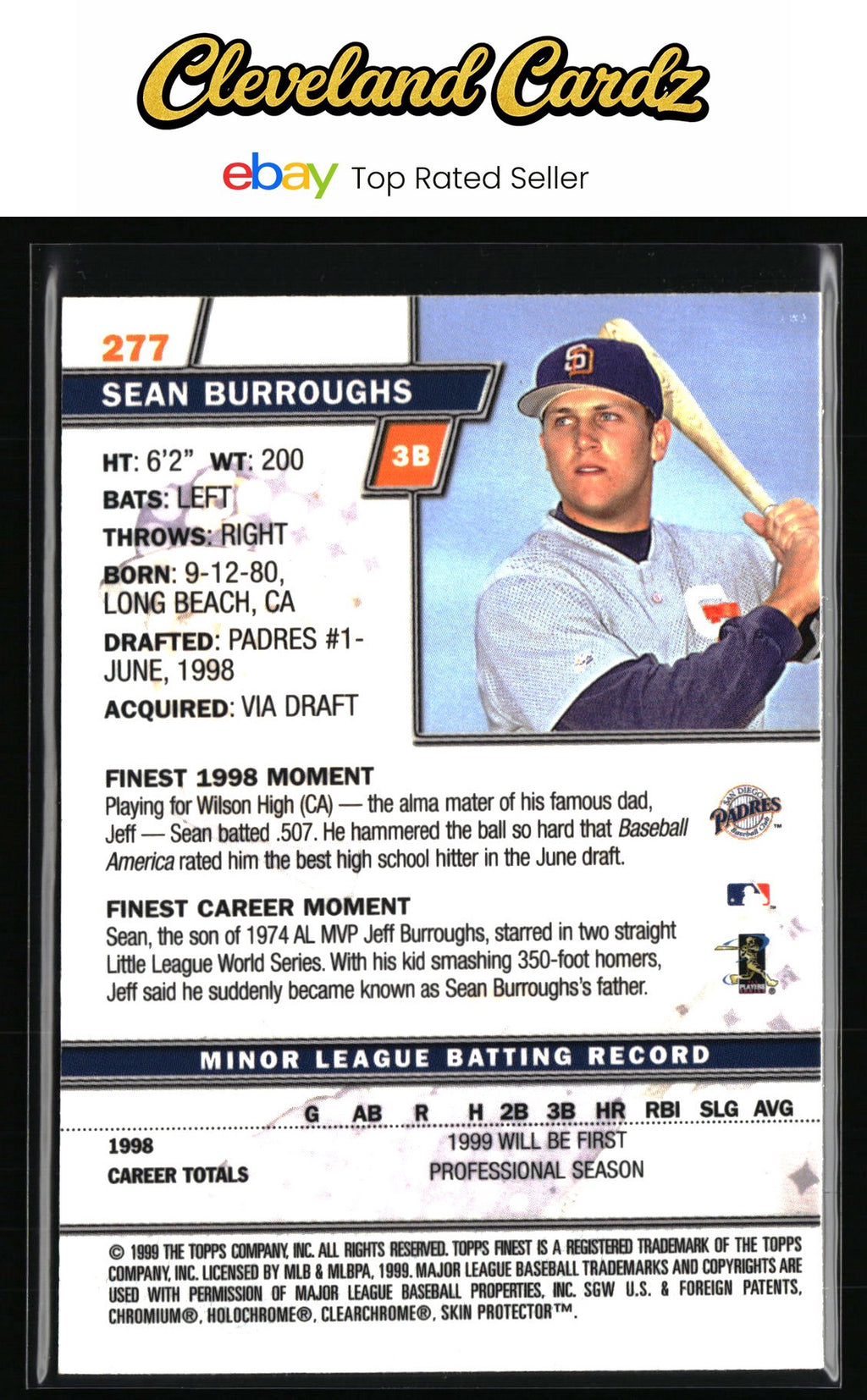 1999 Finest #277 Sean Burroughs