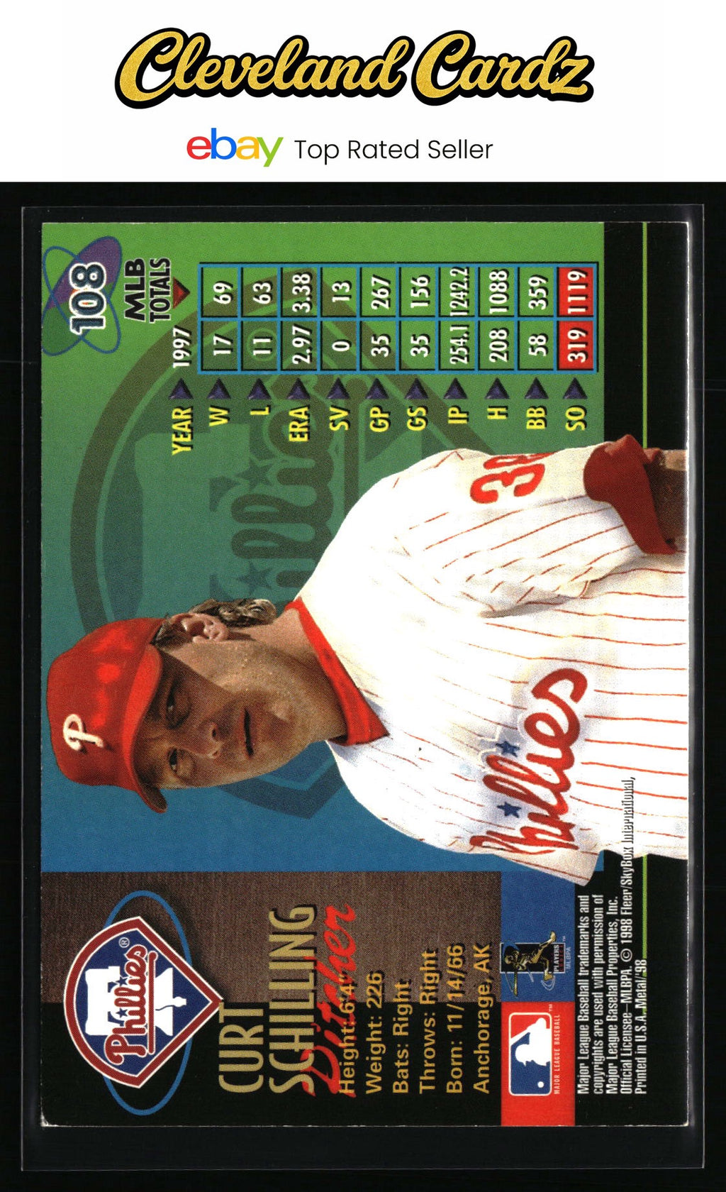 1998 Metal Universe #108 Curt Schilling