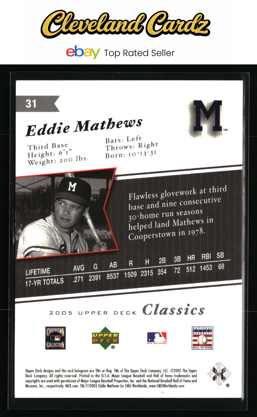 2005 Upper Deck Classics #31 Eddie Mathews Promos