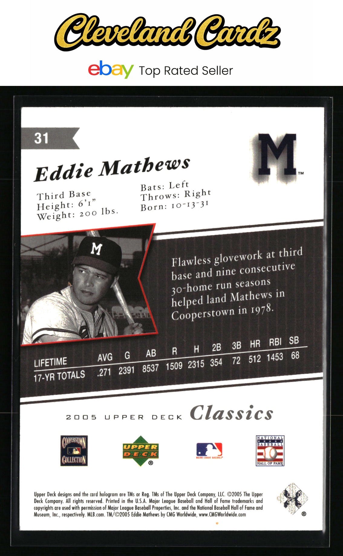2005 Upper Deck Classics #31 Eddie Mathews Promos