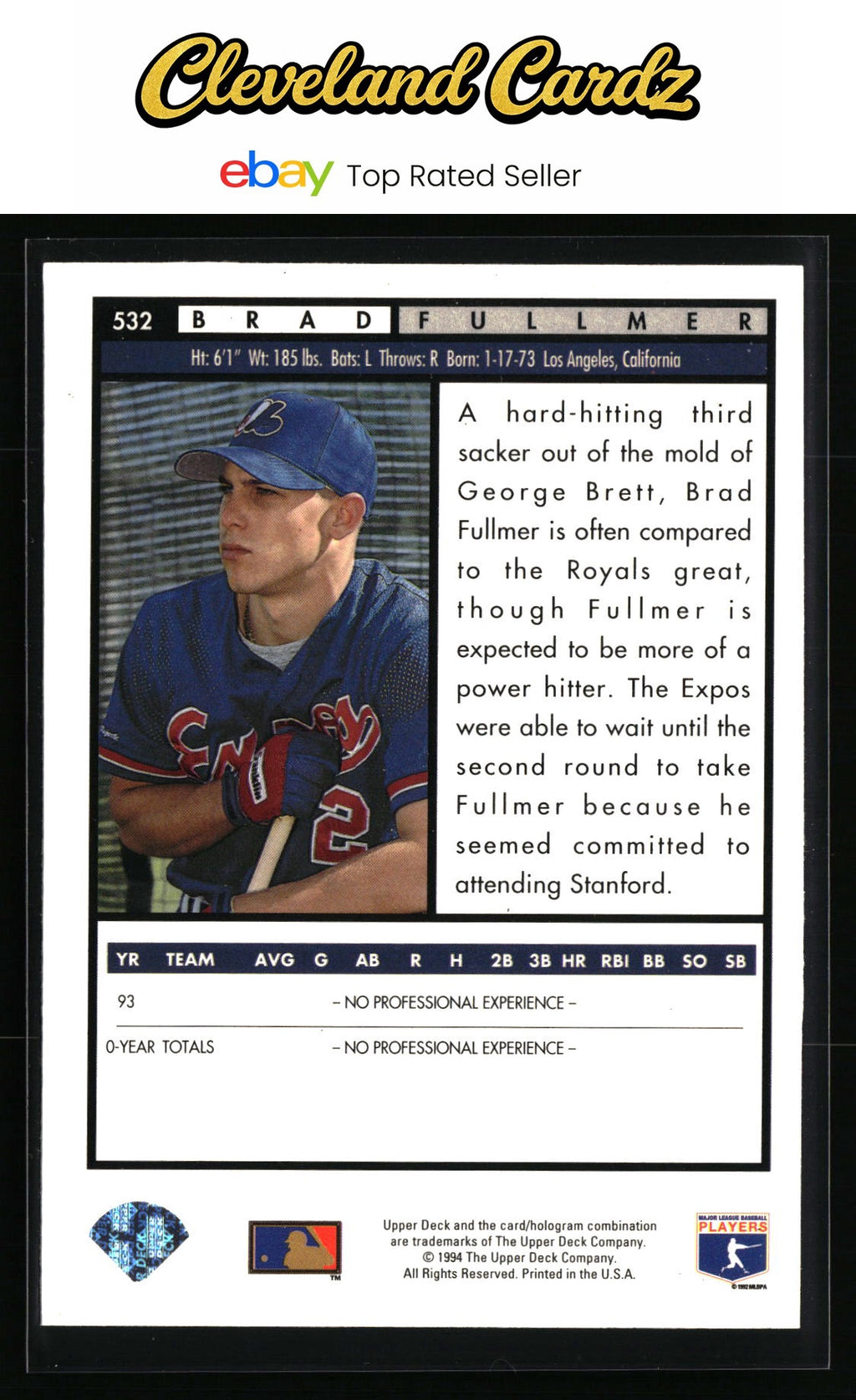 1994 Upper Deck #532 Brad Fullmer