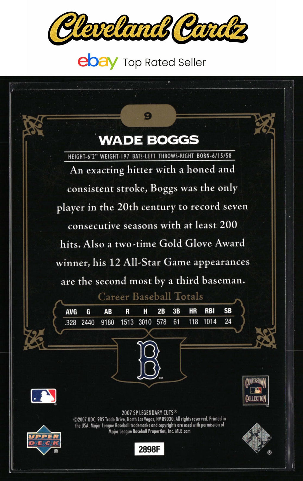 2007 SP Legendary Cuts #9 Wade Boggs