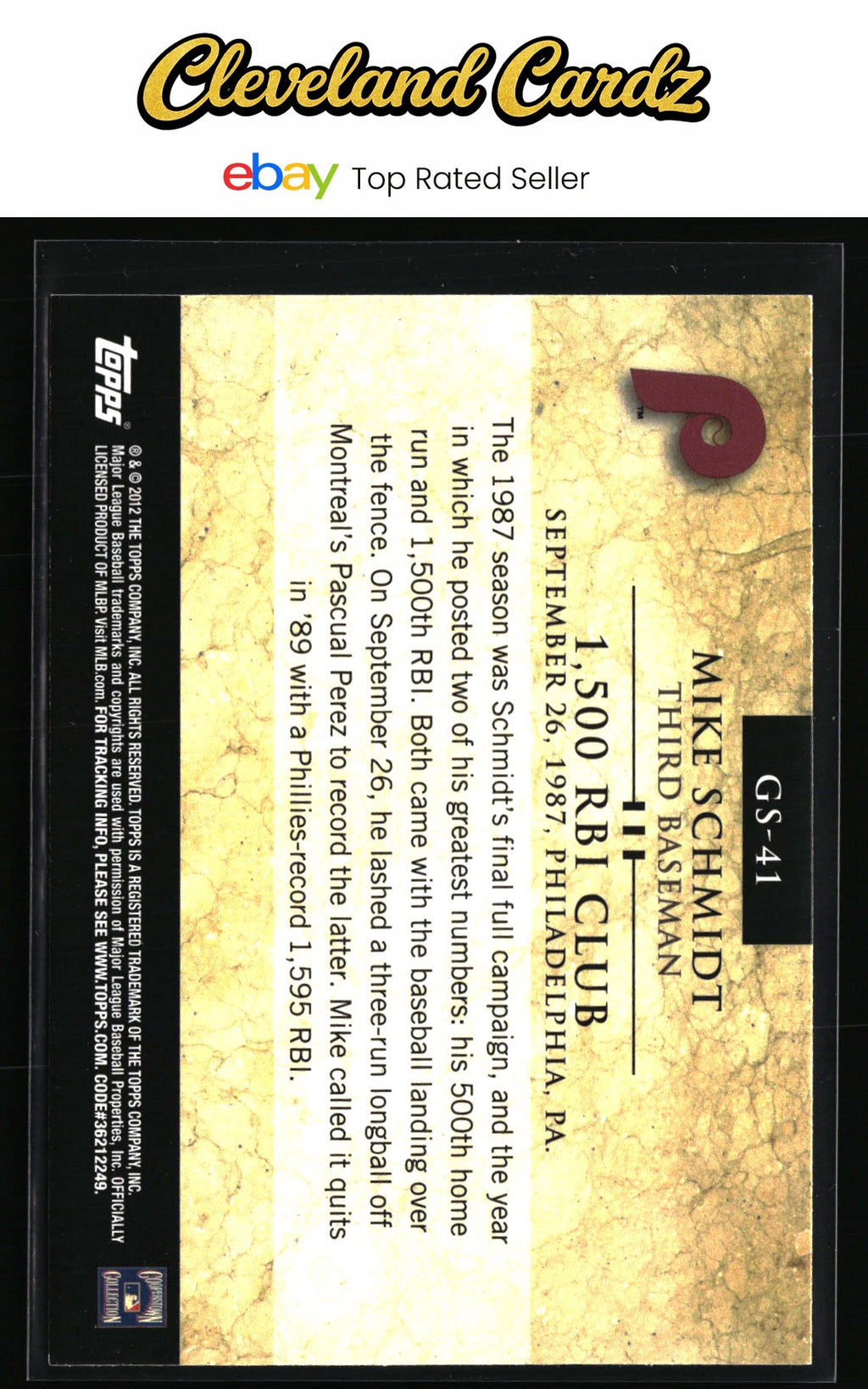 2012 Topps #GS-41 Mike Schmidt Gold Standard