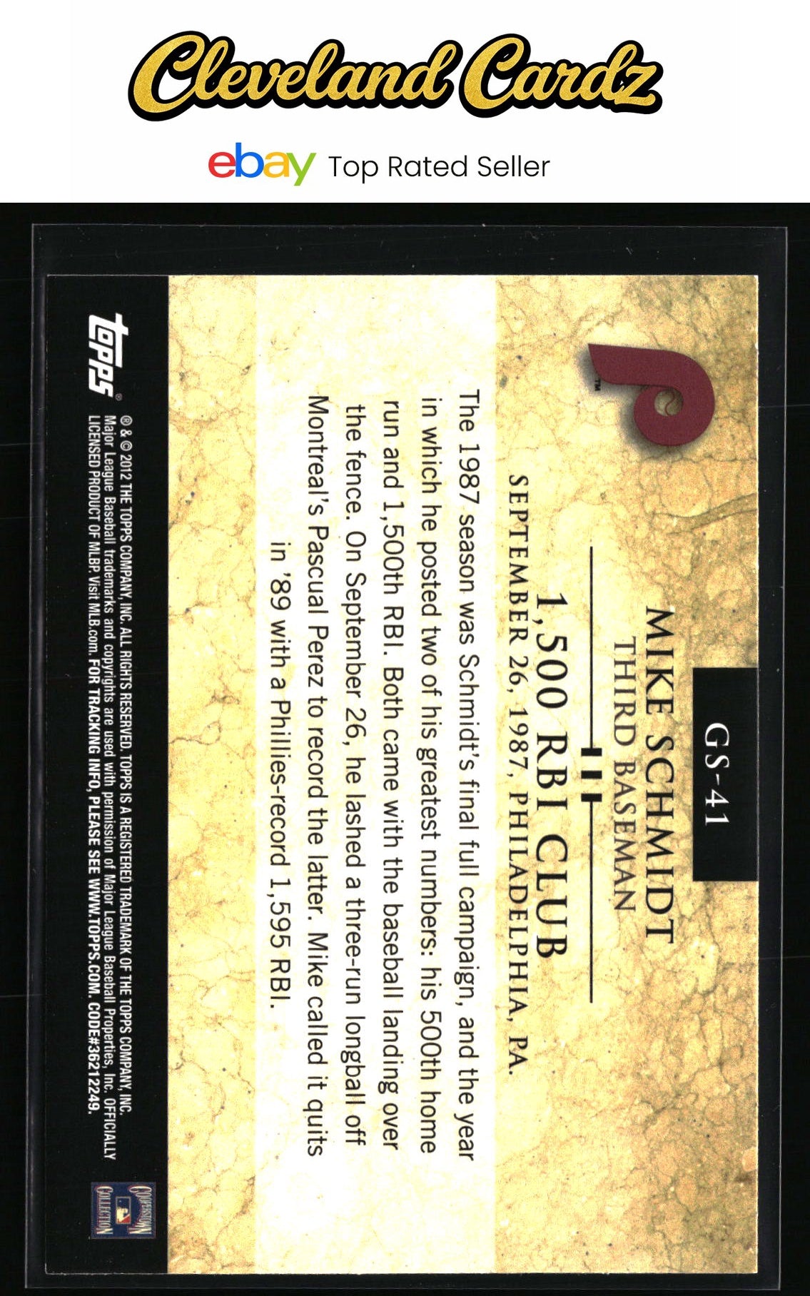 2012 Topps #GS-41 Mike Schmidt Gold Standard