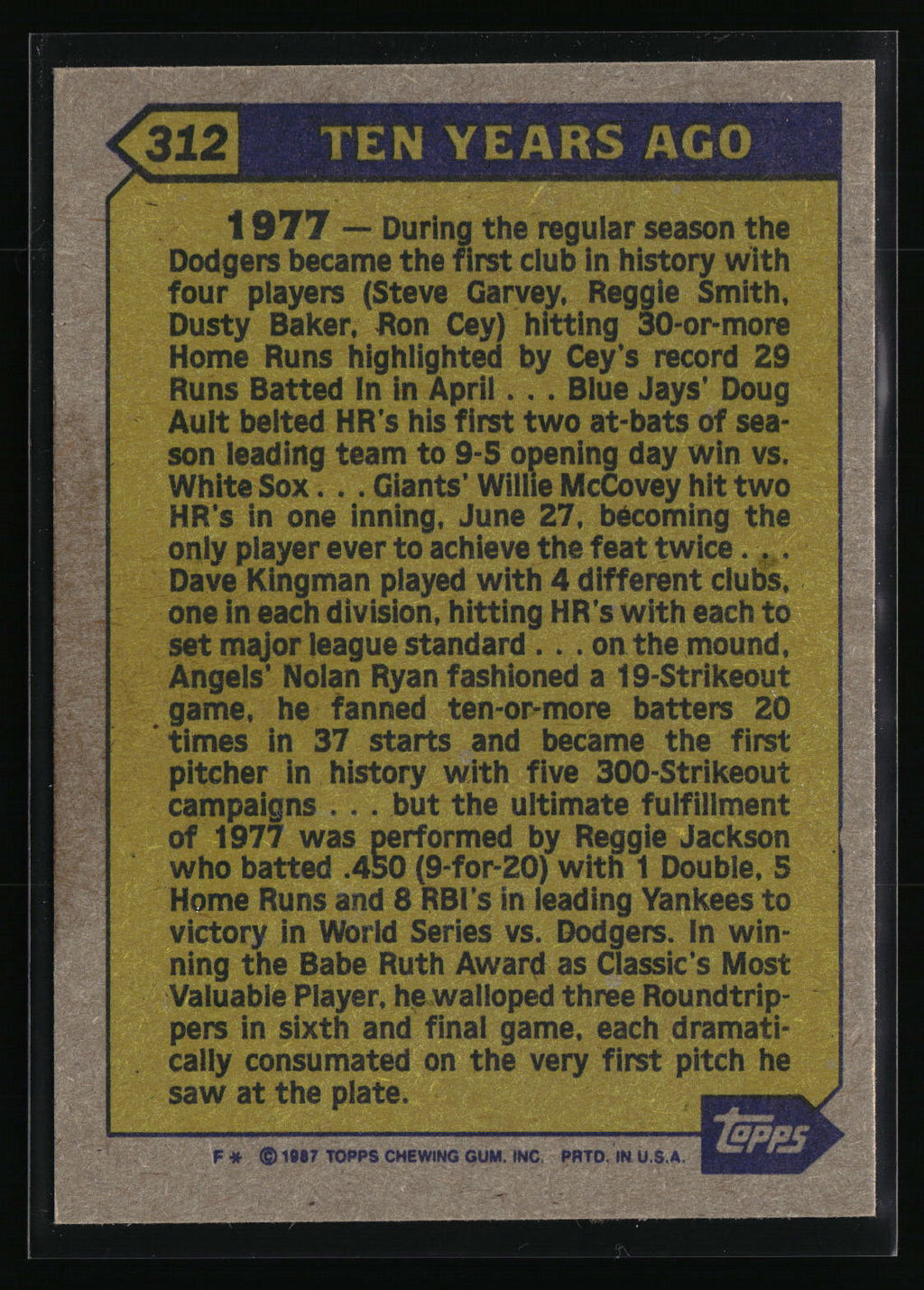 1987 Topps #312 Reggie Jackson