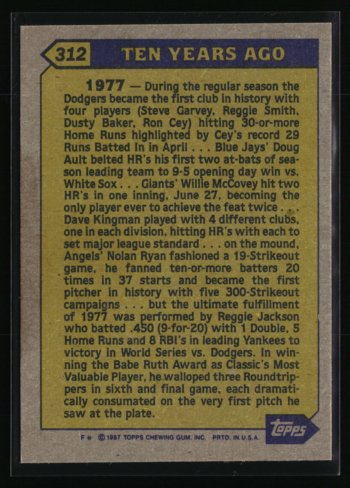 1987 Topps #312 Reggie Jackson