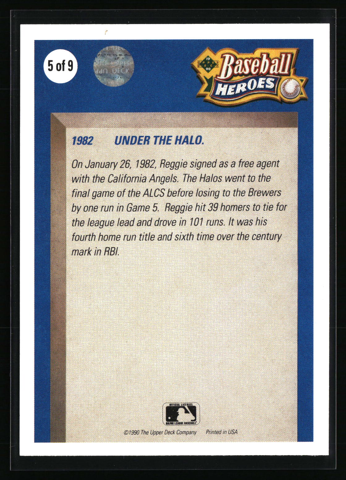 1990 Upper Deck - Baseball Heroes: Reggie Jackson #5 Reggie Jackson