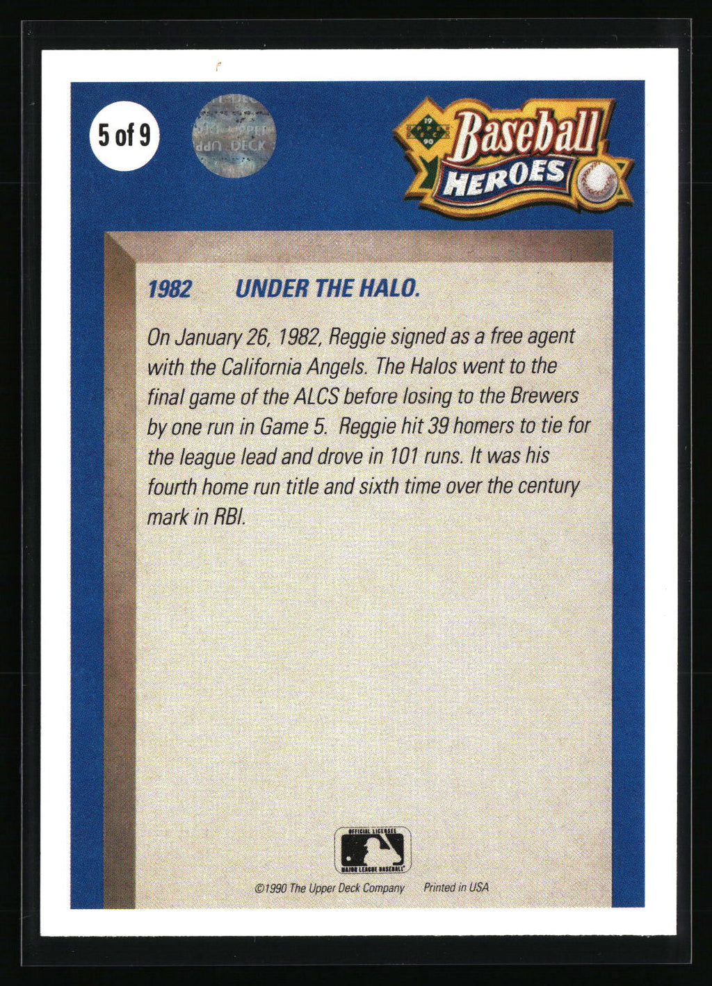 1990 Upper Deck - Baseball Heroes: Reggie Jackson #5 Reggie Jackson