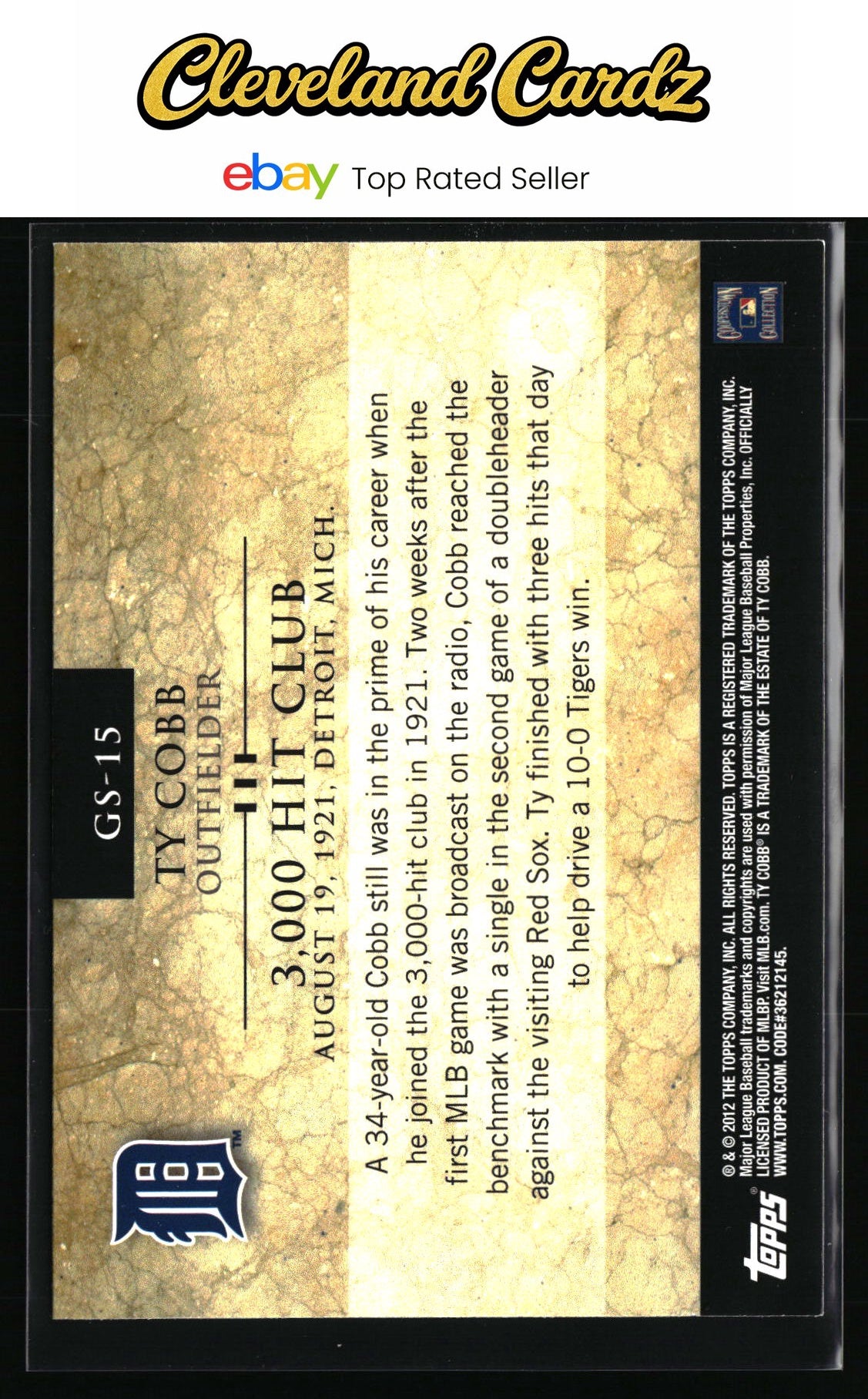 2012 Topps #GS-15 Ty Cobb Gold Standard