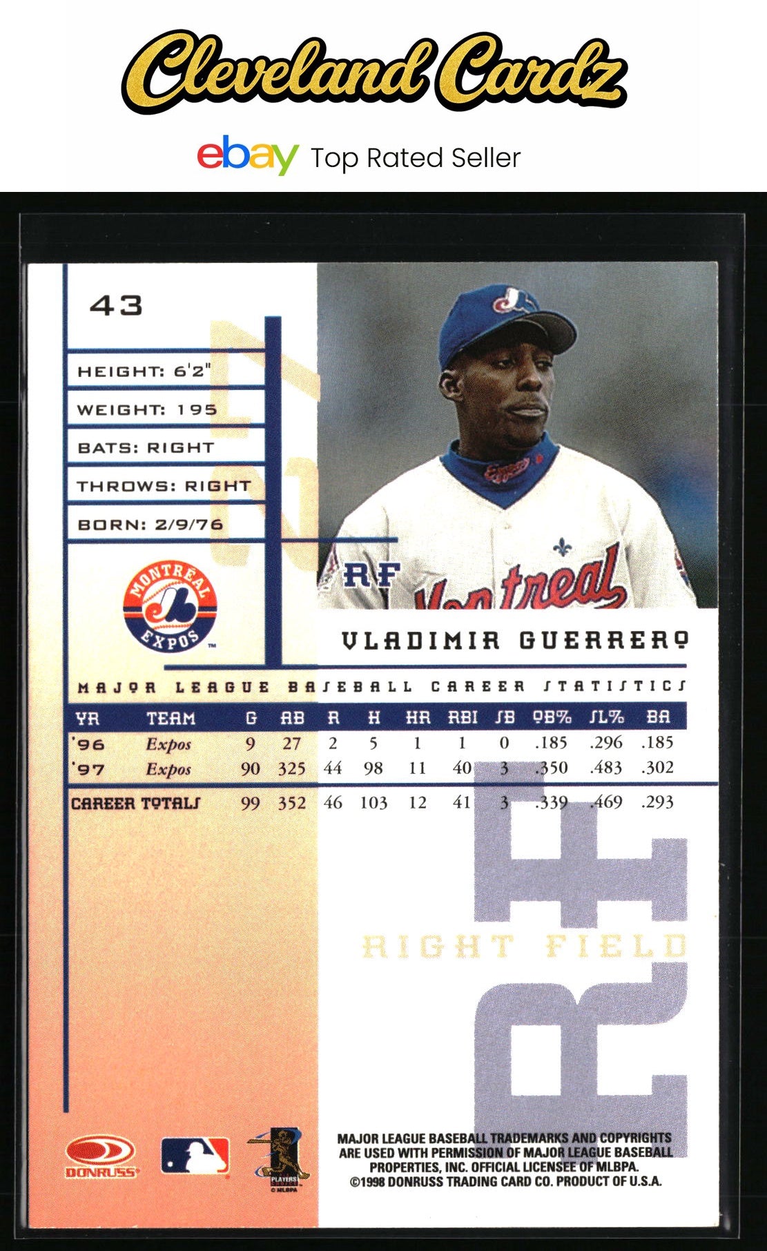 1998 Leaf Rookies & Stars #43 Vladimir Guerrero