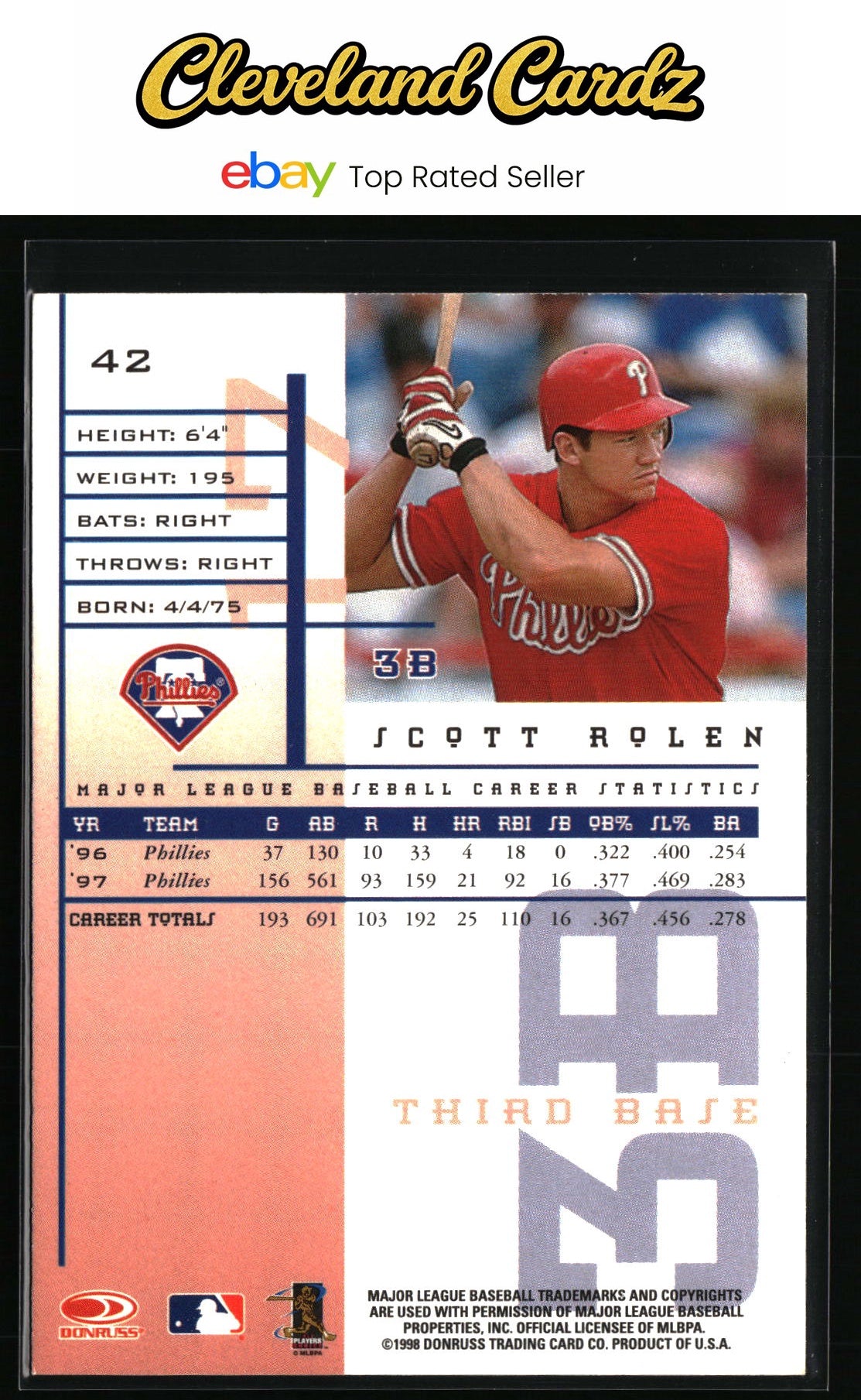 1998 Leaf Rookies & Stars #42 Scott Rolen