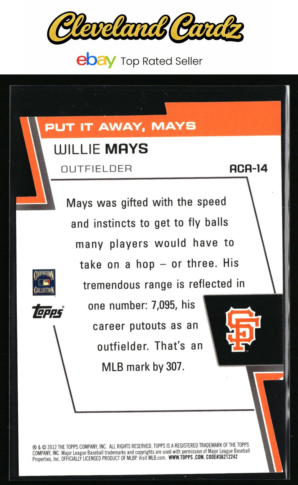 2012 Topps #ACA-14 Willie Mays A Cut Above