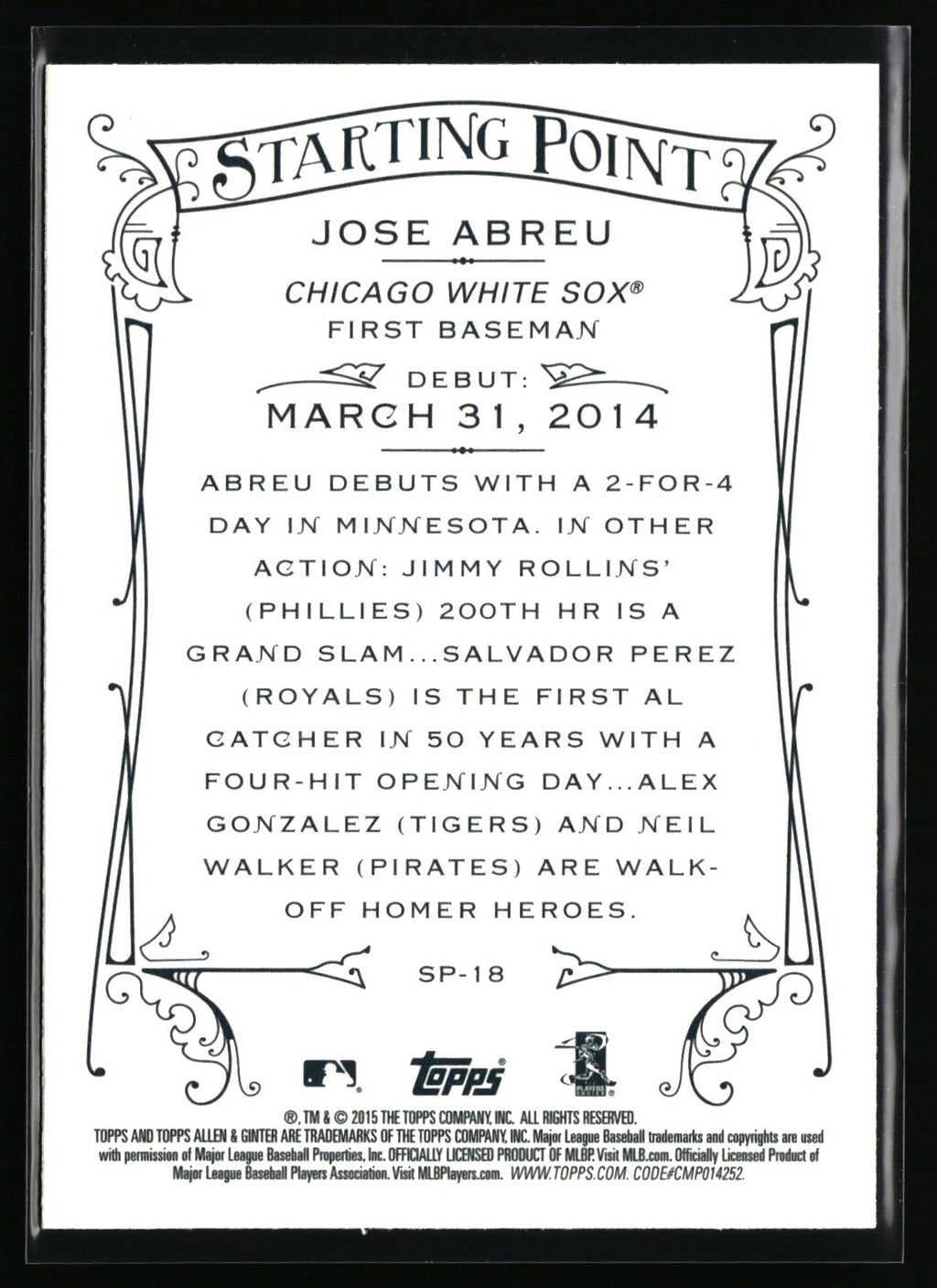 2015 Topps Allen & Ginter #SP-18 Jose Abreu Starting Points