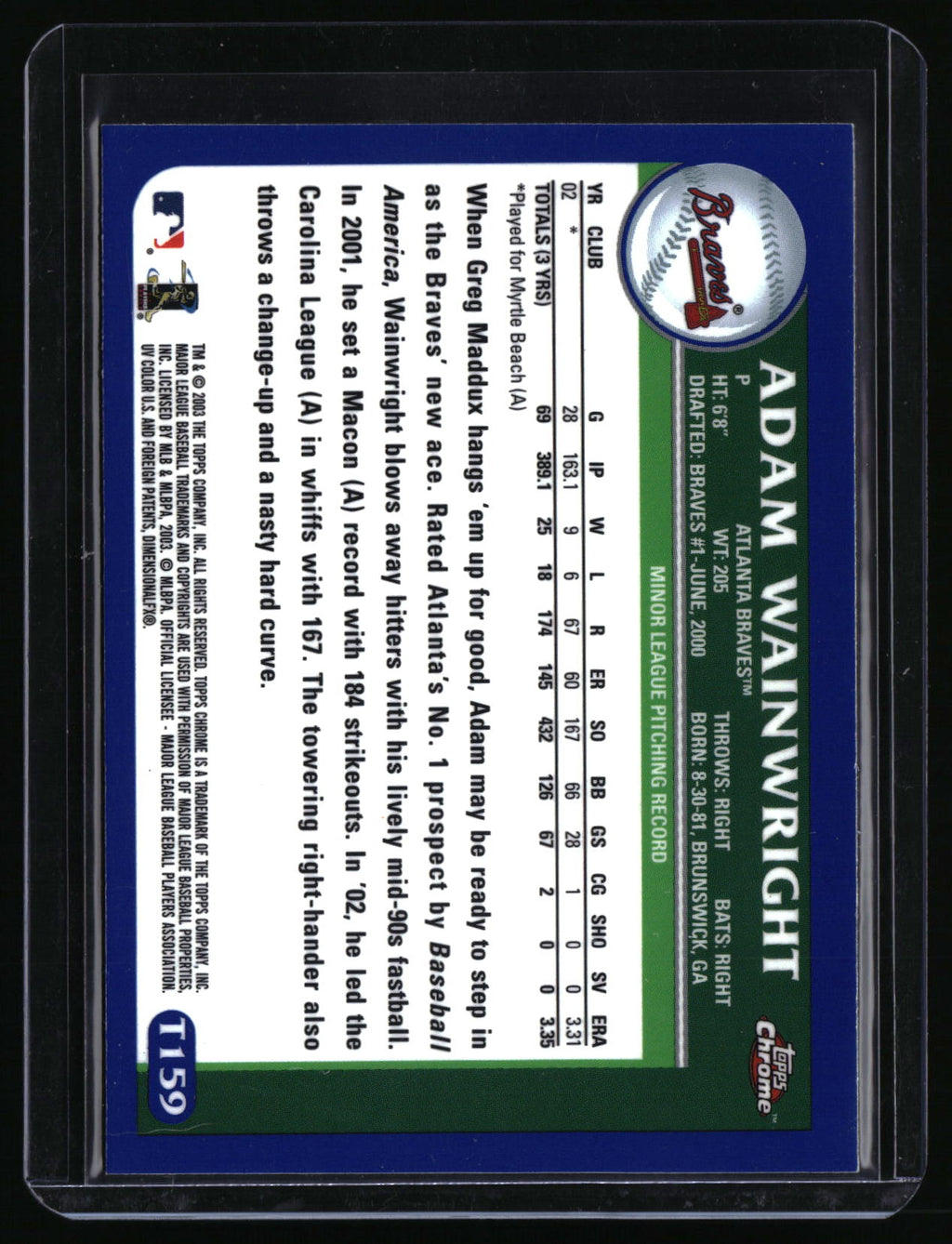 2003 Topps Traded & Rookies #T159 Adam Wainwright Chrome