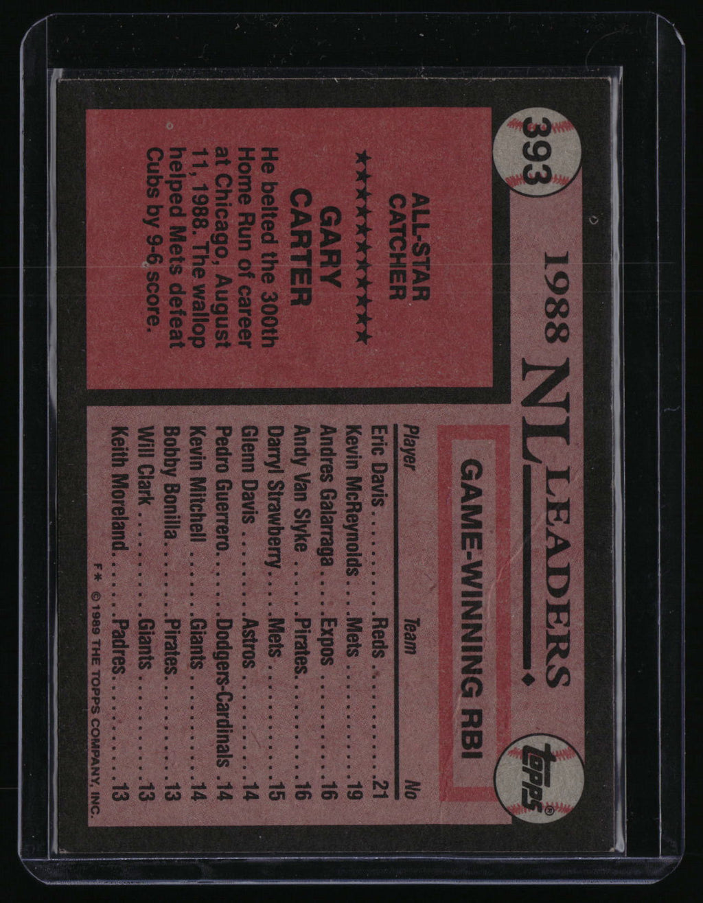 1989 Topps #393 Gary Carter