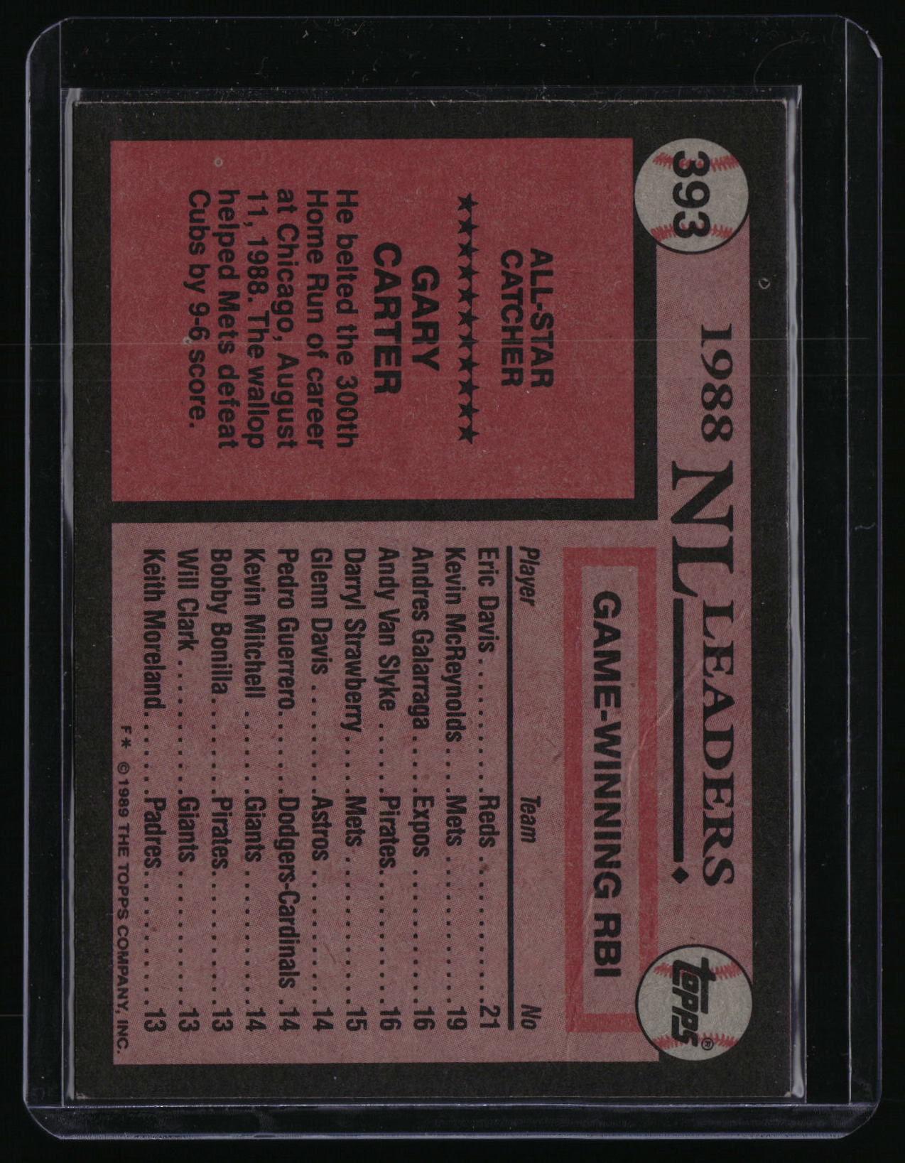 1989 Topps #393 Gary Carter