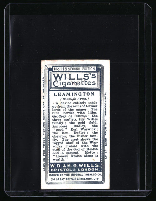 1905 Wills's Cigarettes Borough Arms #116 Leamington