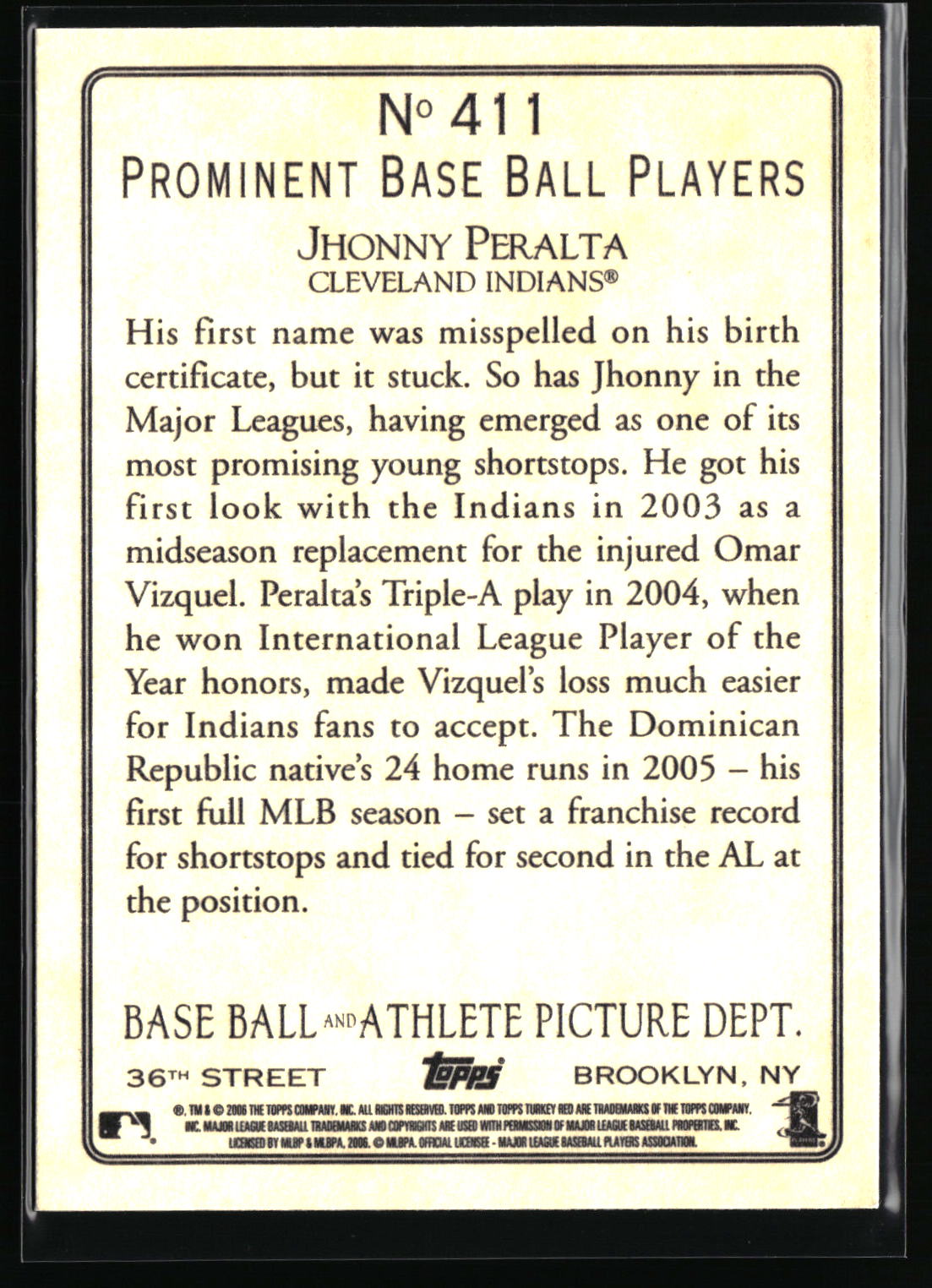 2006 Topps Turkey Red #411 Jhonny Peralta