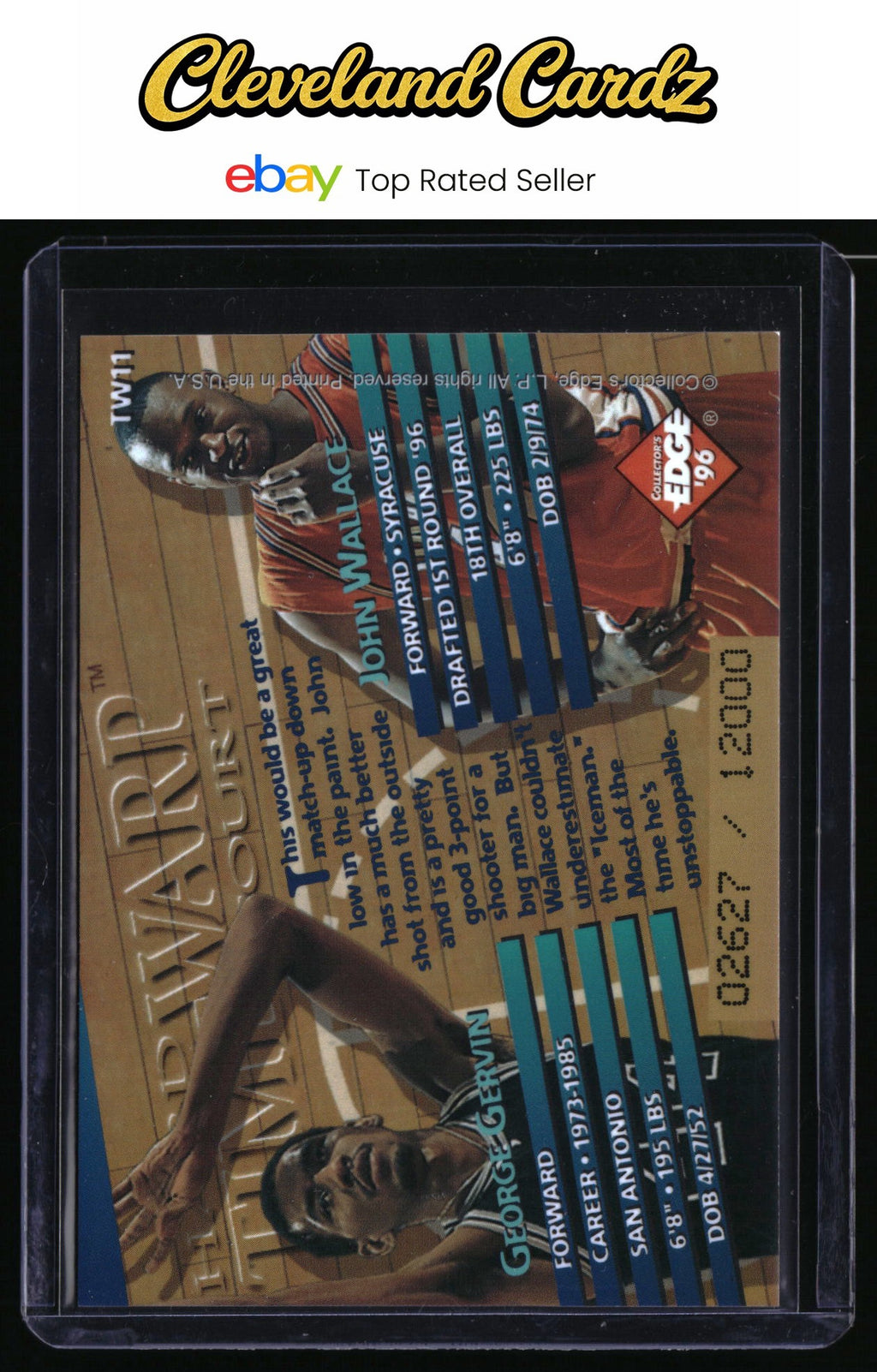 1996 Collector's Edge Rookie Rage #TW11 J. Wallace /G. Gervin Time Warp #/12000