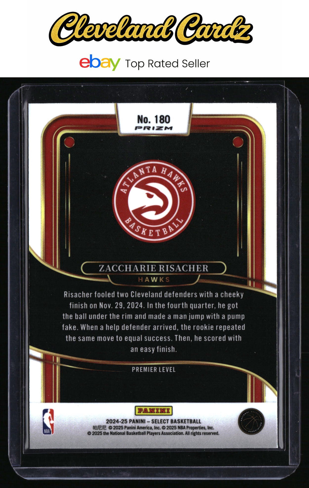 2024-25 Panini Select #180 Zaccharie Risacher Orange Flash Prizm